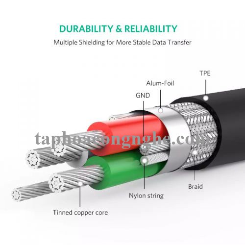 Ugreen 40939 0.5M màu Đen Cáp sạc đa năng USB sang MicroUSB + Lightning US178 30040939